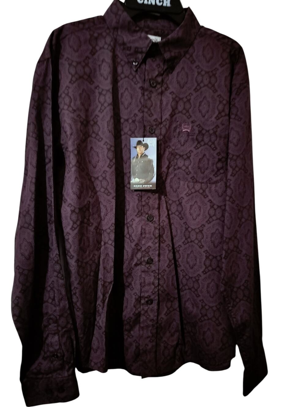M1231)Cinch Youth Dark Purple Geo Paisley XXL (16-18) Long Sleeve Western Shirt